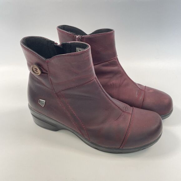 Keen Mora Button Boots Bootie Womens Leather Zipper Burgundy Red Size 9.5 - Picture 1 of 13
